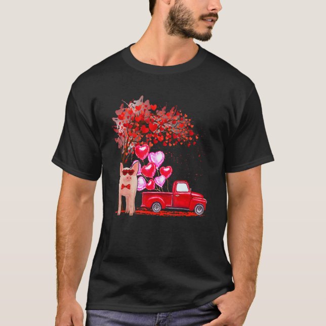 Pig Sunglasses Hearts Tree Pickup Truck Farmer  Co T-Shirt (Front)