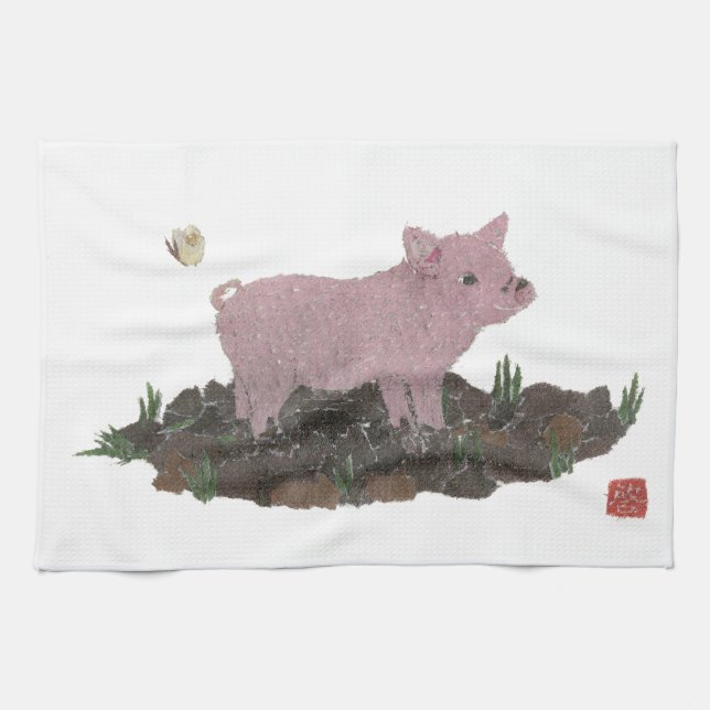 Pig Tea Towel (Horizontal)