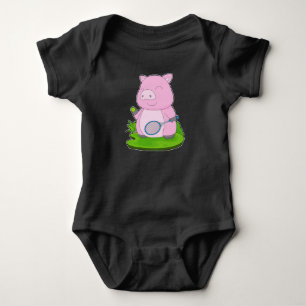Pig Tennis Tennis racket Baby Bodysuit