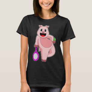 Pig Tennis Tennis racket Sports T-Shirt
