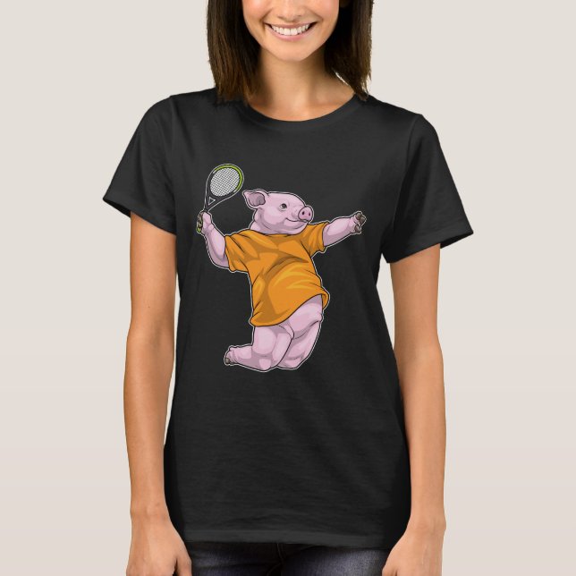 Pig Tennis Tennis racket T-Shirt (Front)
