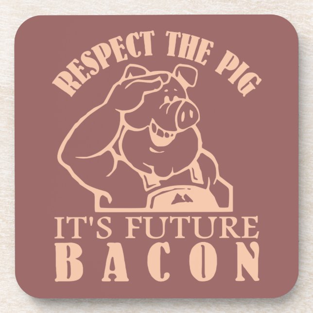 PIG TO BACON custom colour coasters (Front)