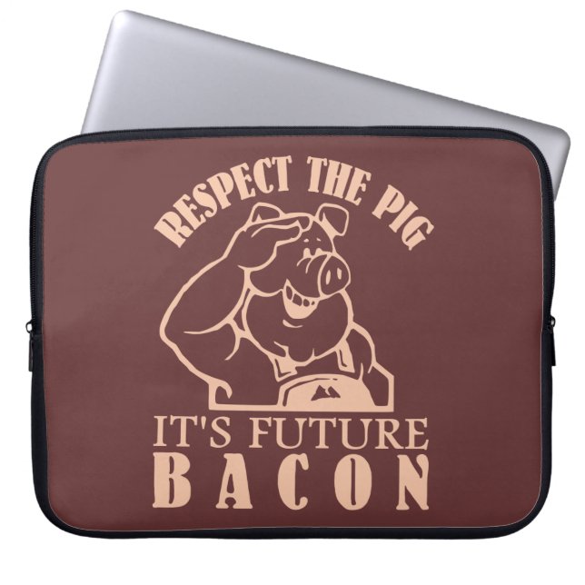 PIG TO BACON custom colour laptop sleeve (Front)