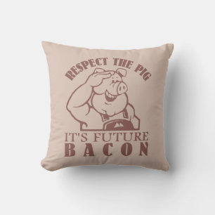 PIG TO BACON custom colour throw pillow