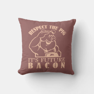 PIG TO BACON custom colour throw pillow
