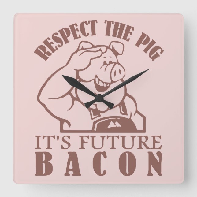 PIG TO BACON custom colour wall clock (Front)