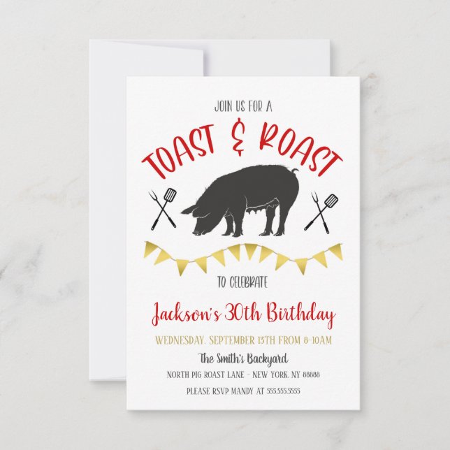 Pig Toast and Roast Party Invitation (Front)