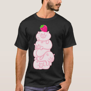 Pig Tower Strawberry Funny Scoop Fruit Berry Lover T-Shirt