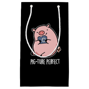 Pig-ture Perfect Funny Photography Pig Pun Dark BG Small Gift Bag