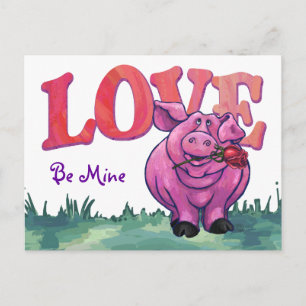 Pig Valentine's Day Holiday Postcard