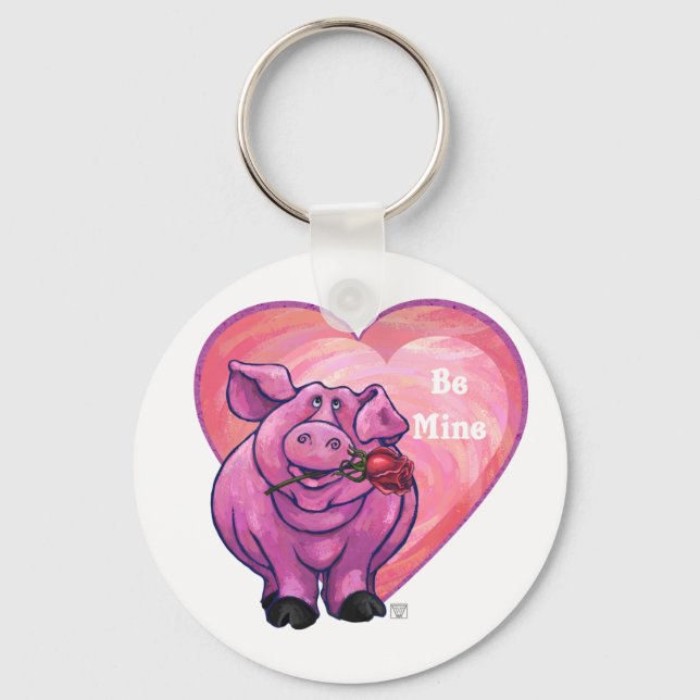 Pig Valentine's Day Key Ring (Front)