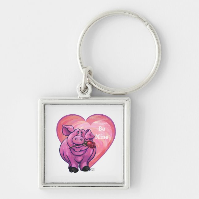 Pig Valentine's Day Key Ring (Front)