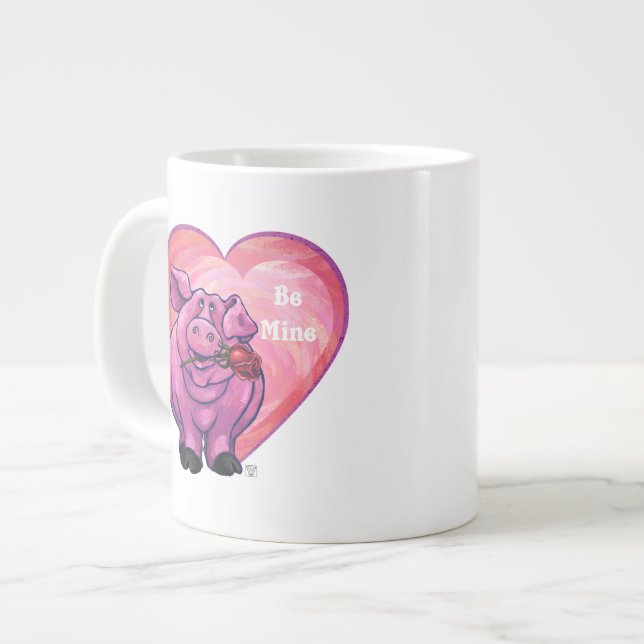 Pig Valentine's Day Large Coffee Mug (Front Left)