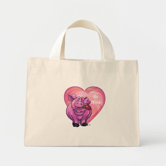 Pig Valentine's Day Mini Tote Bag (Front)
