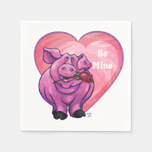 Pig Valentine's Day Napkin