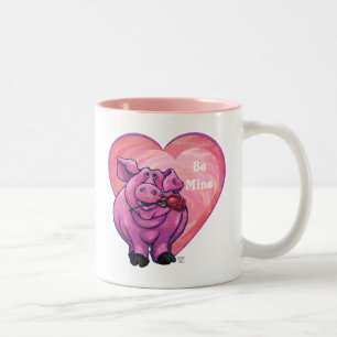 Pig Valentine's Day Two-Tone Coffee Mug