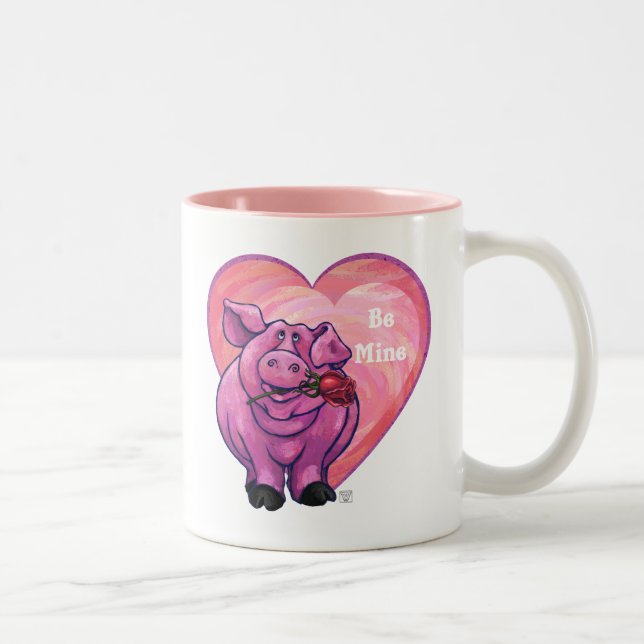 Pig Valentine's Day Two-Tone Coffee Mug (Right)