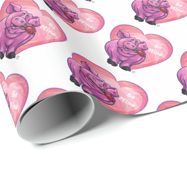 Pig Valentine's Day Wrapping Paper (Roll Corner)
