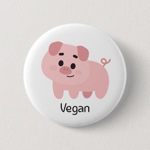 Pig Vegan 6 Cm Round Badge