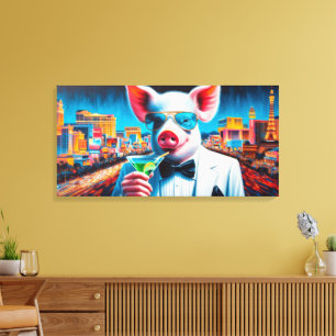 PIG-VEGAS NIGHTLIFE 2 CANVAS PRINT