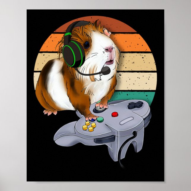 Pig Video Game Wildlife Animal Gift Guinea Pig Gam Poster (Front)