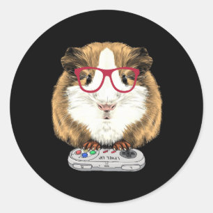 Pig Video Game Wildlife Animal Guinea Pig Gamers 1 Classic Round Sticker