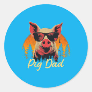 Pig Vintage Fathers Day Animal Lover Men Women Classic Round Sticker