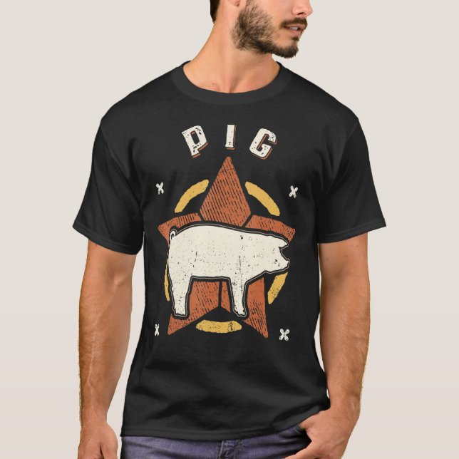 Pig Vintage Retro Classic Animal T-Shirt (Front)