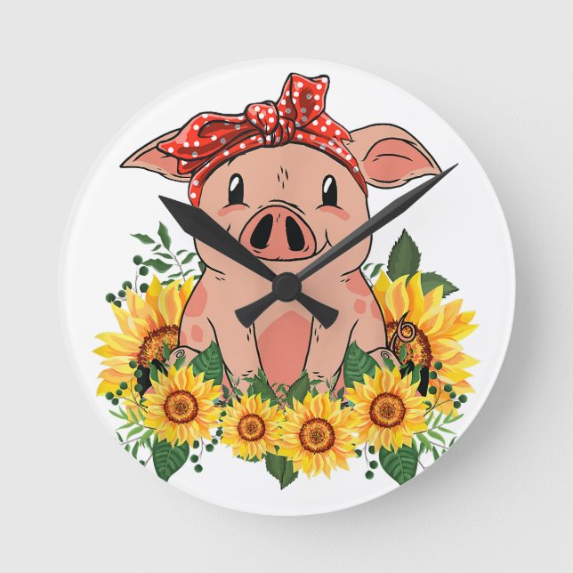 Pig Wall Clock Art Home Decor Pig Lover (Front)
