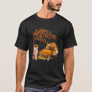 Pig Wearing Hat Fall Tree Pickup Truck Carrying Pu T-Shirt