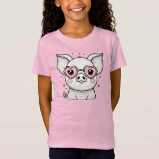 Pig Wearing Heart Shaped Sunglasses T-Shirt