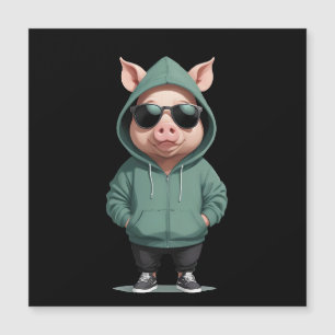 Pig Wearing Hoodie Funny Cool Animal Character Art