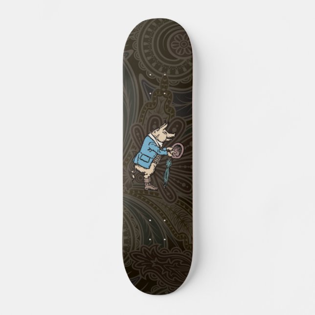 Pig Wearing Jacket Formal Antique Skateboard (Front)
