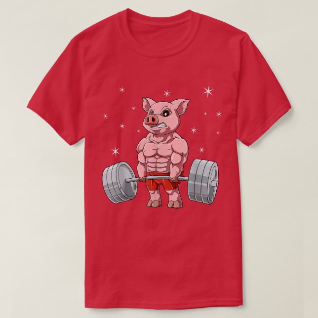 Pig Weightlifting Fitness Gym for a animal lover  T-Shirt (Design Front)