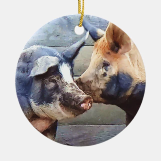 Pig Whisperer Ceramic Tree Decoration (Front)