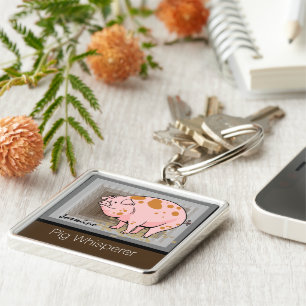 Pig whisperer monogram key ring