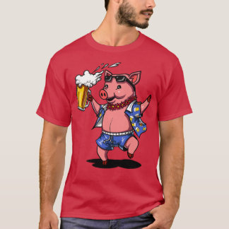Pig Wine Drinking Lover Funny Farm Pork T-Shirt