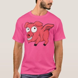 Pig Wings Retro toon Funny Flying Piglet BBQ T-Shirt