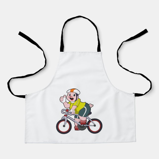 Pig with Bicycle & Helmet Apron (Front)
