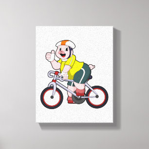 Pig with Bicycle & Helmet Canvas Print