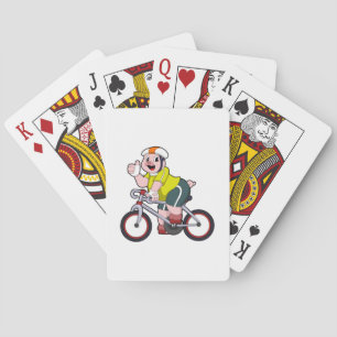 Pig with Bicycle & Helmet Playing Cards