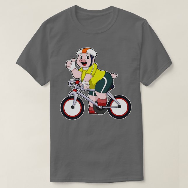 Pig with Bicycle Helmet T-Shirt (Design Front)