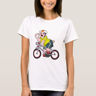 Pig with Bicycle & Helmet T-Shirt
