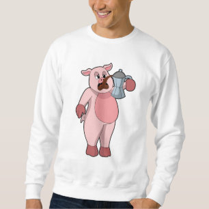 Pig with Coffee pot Sweatshirt