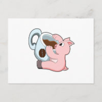 Pig with Cup of Coffee