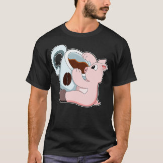 Pig with Cup of Coffee T-Shirt
