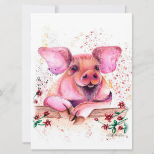 Pig With Flower   Art Design   Art Gift