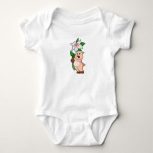 Pig with Flower Lily Baby Bodysuit