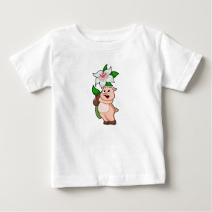 Pig with Flower Lily Baby T-Shirt