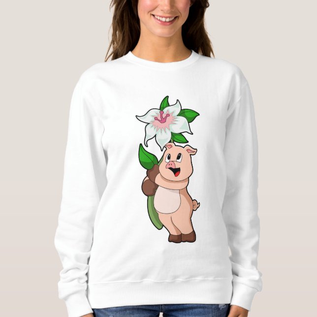 Pig with Flower Lily Sweatshirt (Front)